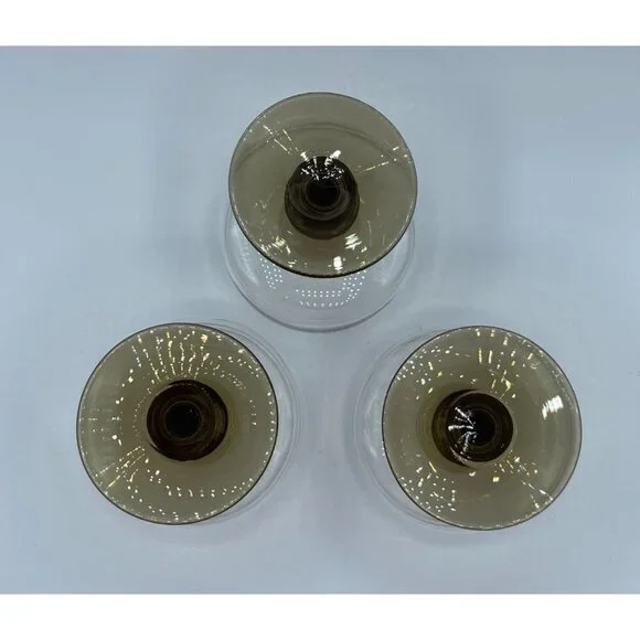 VTG Set of Three Libbey Tulip Champagne Dessert Parfait Amber Glasses MCM - Picture 4 of 4